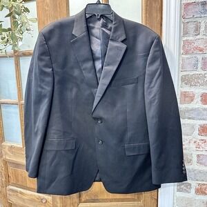 Ralph Lauren‎ CHAPS Men's 2 Button Black Pinstripe Suit Blazer Jacket Size 44S